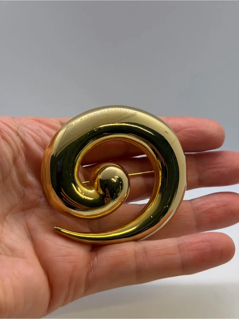 Gold Spiral Brooch Pin - Elegant Home Accent